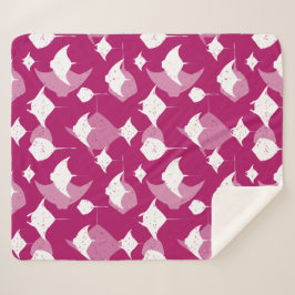 Manta Sherpa Buceo en alta mar Raspberry rosa y blanco