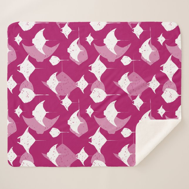 Manta Sherpa Buceo en alta mar Raspberry rosa y blanco (Anverso (horizontal))