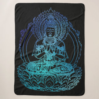 Manta Sherpa Buda en llamas en azul turquesa y azul