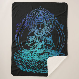 Manta Sherpa Buda flamante en Verde azulado y azul