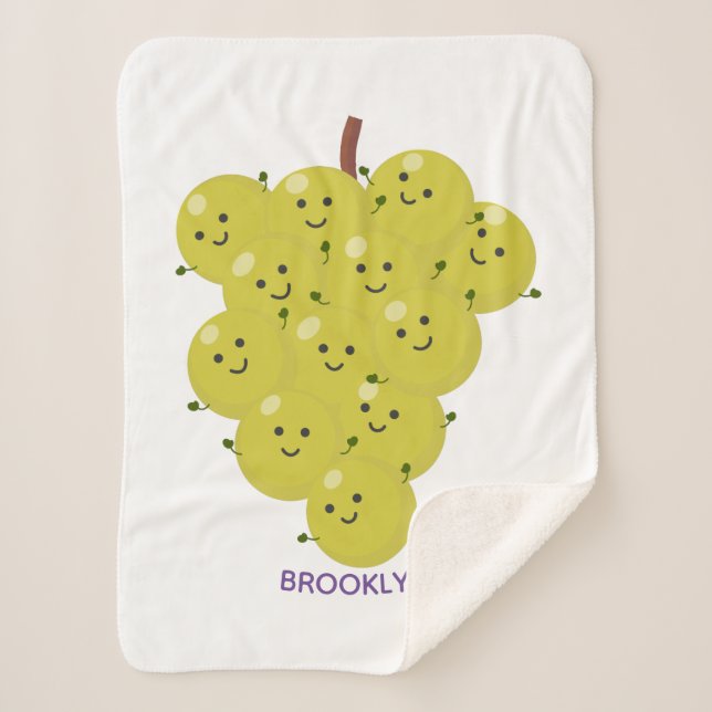 Manta Sherpa Buen ilustracion de uvas personalizados (Anverso)
