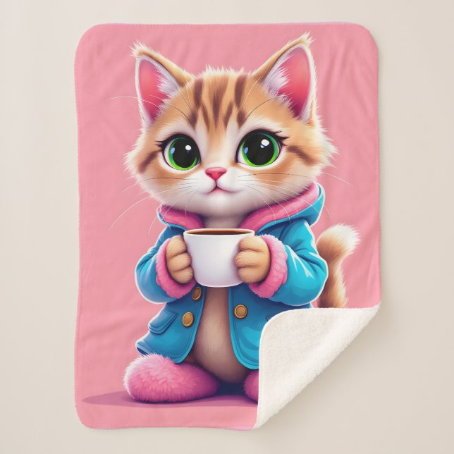 Manta Sherpa Buenos días Kitten (Anverso)