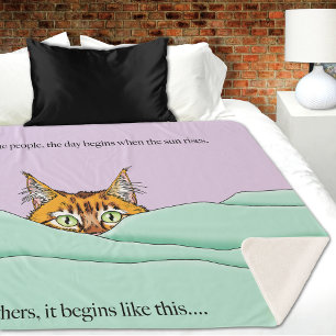 Manta Sherpa Buenos días Naranja Cat Funny