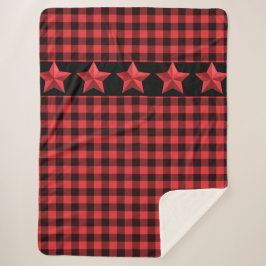 Manta Sherpa Búfalo rojo y negro con estrellas rojas