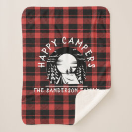 Manta Sherpa Buffalo Plaid Happy Campers Familia Camping