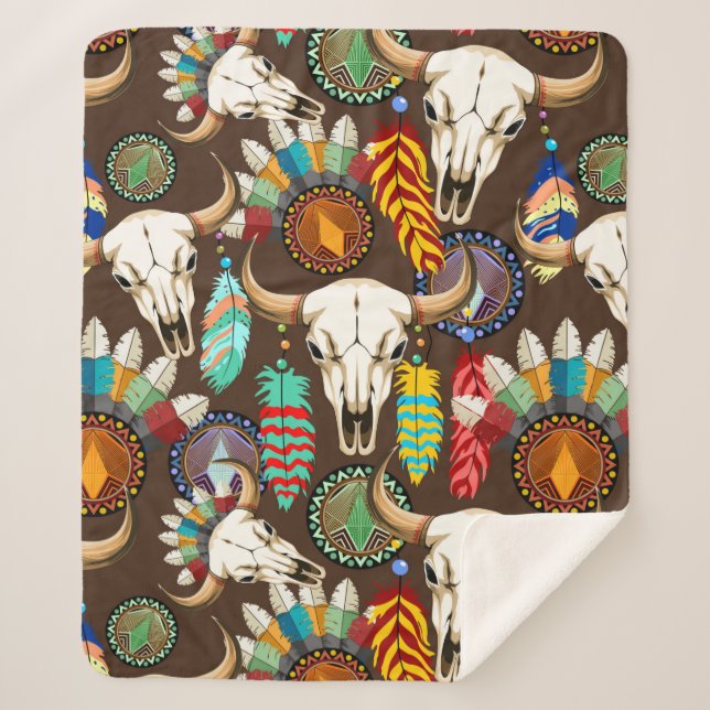 Manta Sherpa Buffalo Skull Native American Emblem (Anverso)