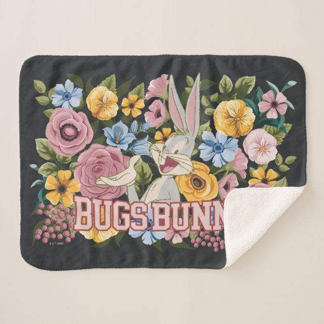 Manta Sherpa BUGS BUNNY™ Bordado Floral Gráfico (Anverso (horizontal))