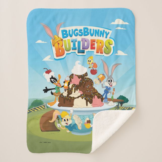 Manta Sherpa BUGS BUNNY BUILDERS™| Crema de hielo de Looney Bui (Anverso)