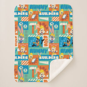 Manta Sherpa BUGS BUNNY BUILDERS™ Patrón de cuadrícula de cara