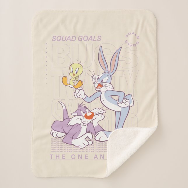 Manta Sherpa BUGS BUNNY™, TWEET™, SYLVESTER™ Squad Goals (Anverso)