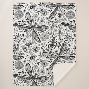 Manta Sherpa Bugs de garabatos en azul oscuro