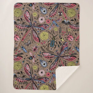 Manta Sherpa Bugs de garabatos en mocha marrón