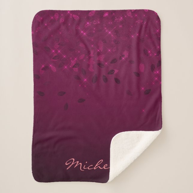 Manta Sherpa Bugundy romántico personalizado (Anverso)