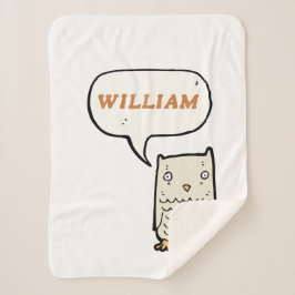 Manta Sherpa Búho monogramado de mano divertida