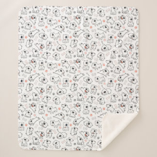 Manta Sherpa Bull Terrier Dog Lover Seamless Pattern Fleece Bla