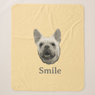 Manta Sherpa Bulldog Francés Beige Sonriente
