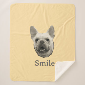 Manta Sherpa Bulldog Francés Beige Sonriente