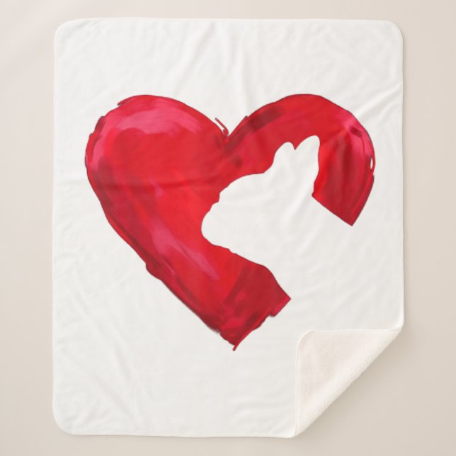 Manta Sherpa Bulldog francés Día de San Valentín de corazón per (Anverso)