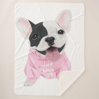 Manta Sherpa Bulldog francés lindo atascado | Sólo me quiero