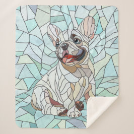 Manta Sherpa Bulldog francés lindo Cachorro - mosaico pastel