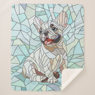Manta Sherpa Bulldog francés lindo Cachorro - mosaico pastel