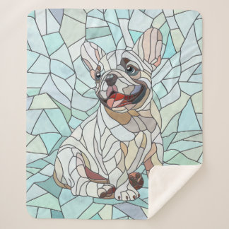 Manta Sherpa Bulldog francés lindo Cachorro - mosaico pastel