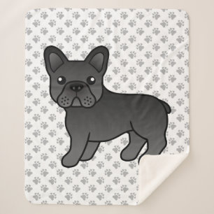 Manta Sherpa Bulldog Francés Negro Perro de Dibujos Animados Li