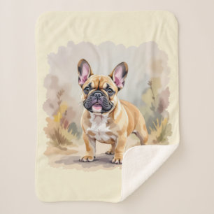 Manta Sherpa Bulldog Francés Perro Frenchie Lindo Color Canela