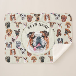 Manta Sherpa Bulldog inglés y amigos mascota personalizado