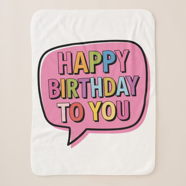 Manta Sherpa Burbuja de Feliz Cumpleaños (Anverso)