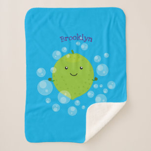 Manta Sherpa Burbujas de cal verde suave ilustracion personaliz