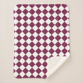 Manta Sherpa Burgundy White Checker Diamond Pattern