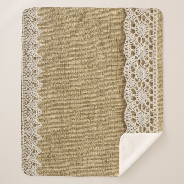 Manta Sherpa Burlap, textura de tela de encaje. (Anverso)