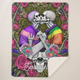 Manta Sherpa Burlas florales de besos LGBTQ