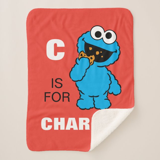 Manta Sherpa C es para Cookie Monster | Añadir su nombre (Anverso)
