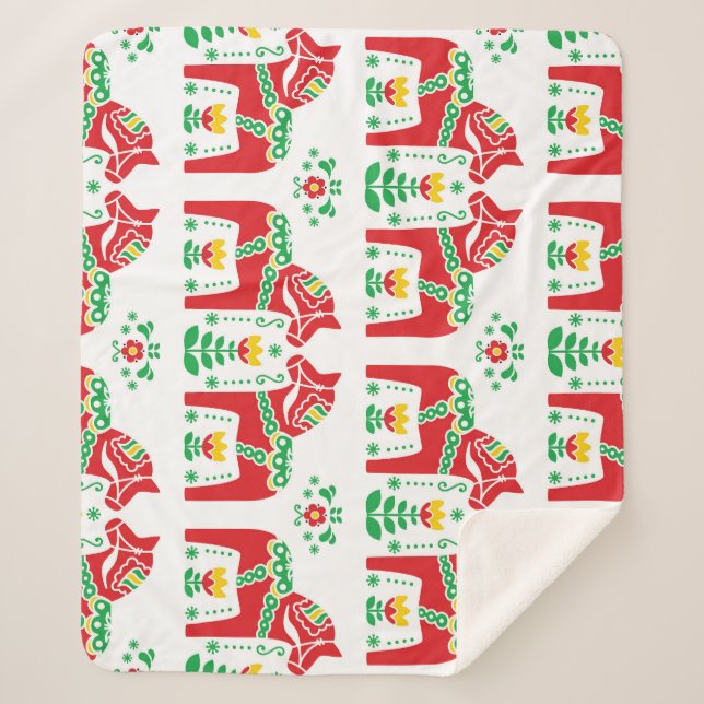 Manta Sherpa Caballo de dala sueco: Arte popular (Anverso)