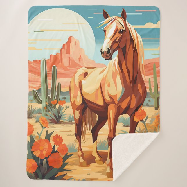 Manta Sherpa Caballo del desierto del Palomino de Arte Pop (Anverso)