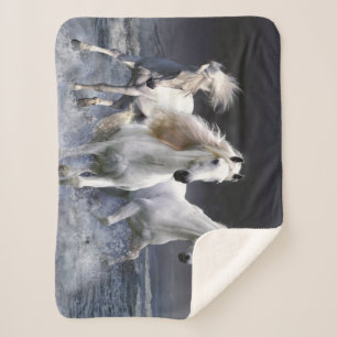 Manta Sherpa Caballos corriendo lanzando almohada