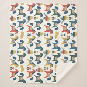 Manta Sherpa Caballos escandinavos: arte popular colorido