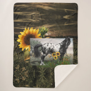 Manta Sherpa Caballos girasoles y appaloosa