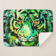 Cabeza de tigre verde - Funda Sherpa de tigre colo
