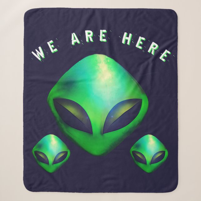 Manta Sherpa Cabezas de Alien "Estamos Aquí"  (Anverso)