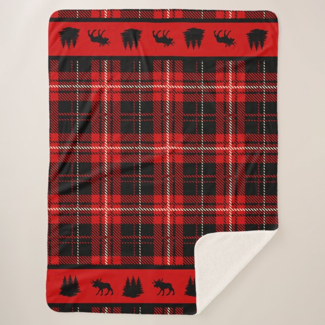 Manta Sherpa Cabina Moose Rojo Tapado Negro (Anverso)