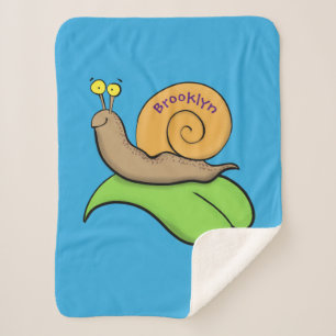 Manta Sherpa Caca, caracol feliz en un ilustracion personalizad
