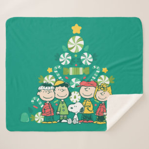 Manta Sherpa Cacahuetes   Árbol de Navidad de menta