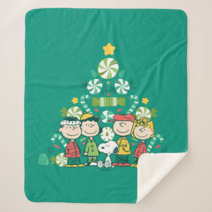Manta Sherpa Cacahuetes   Árbol de Navidad de menta