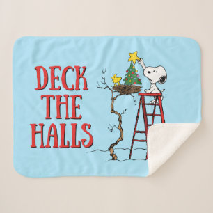 Manta Sherpa Cacahuetes   Árbol de Navidad Snoopy & Woodstock