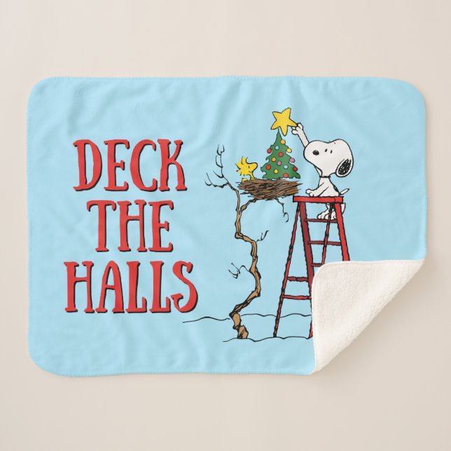 Manta Sherpa Cacahuetes | Árbol de Navidad Snoopy & Woodstock (Anverso (horizontal))