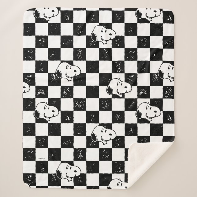 Manta Sherpa Cacahuetes | Bandera de Snoopy Checkered (Anverso)