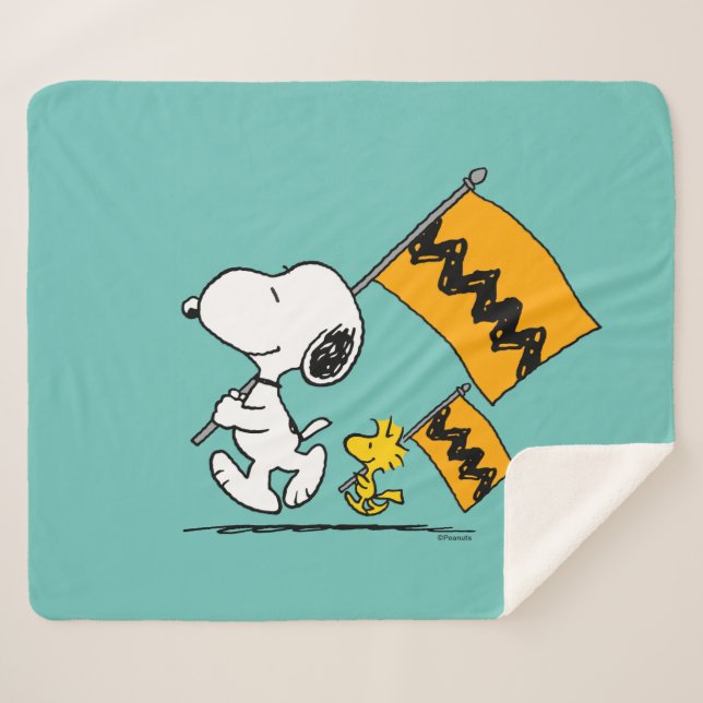 Manta Sherpa Cacahuetes | Banderas Snoopy & Woodstock (Anverso (horizontal))